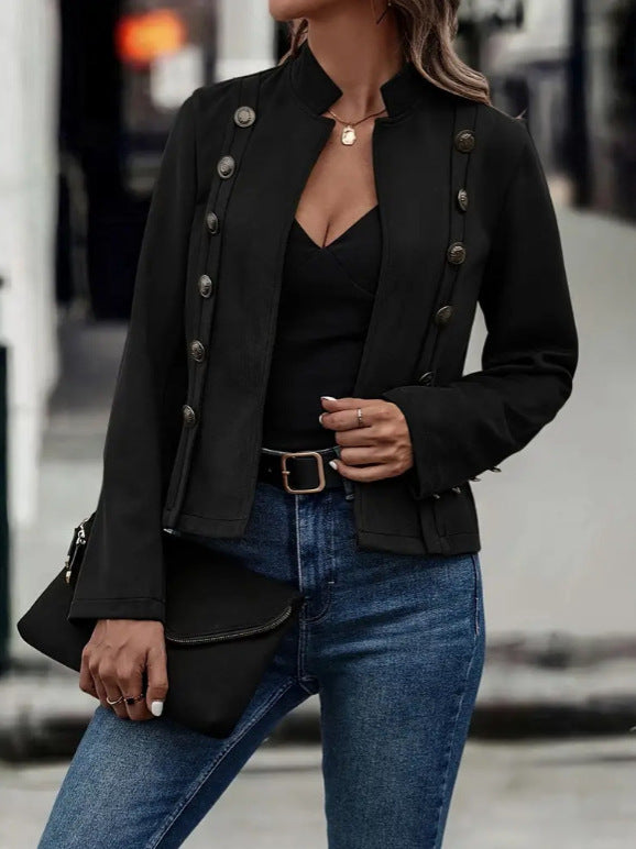 Sarah – Retro Suede Double-Breasted Jacket