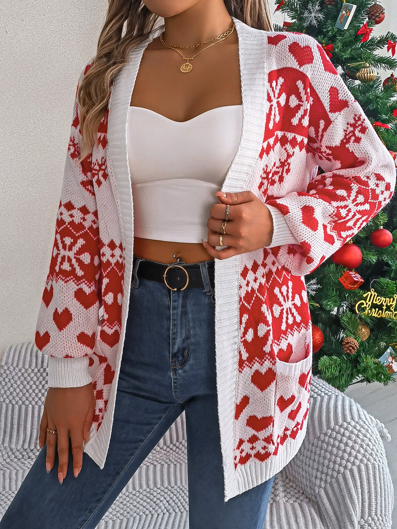 Shirley – Women's Christmas Lantern Sleeve Cardigan