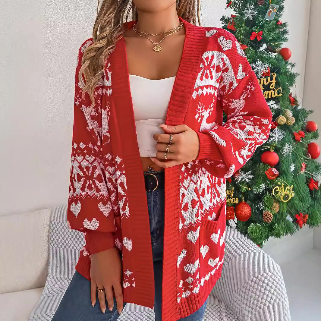 Shirley – Women's Christmas Lantern Sleeve Cardigan