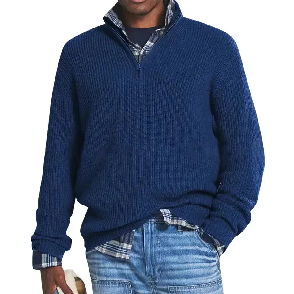 Terrence – Men's Zip-Up Sweater with Mid-High Collar