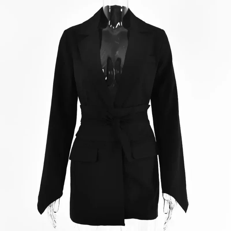 Carly – Women's Long Sleeve Blazer Dress with Belt