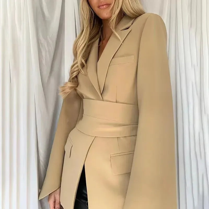 Carly – Women's Long Sleeve Blazer Dress with Belt