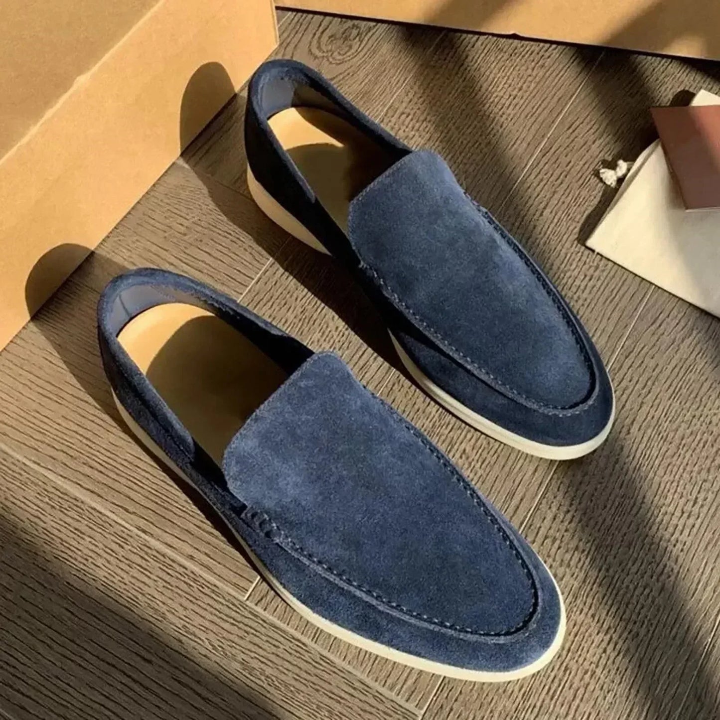 Wayne – Men's Suede Moccasins with Round Toe