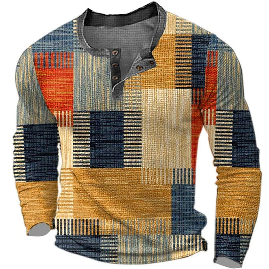 Will – Men's Color Block Graphic Henley Shirt