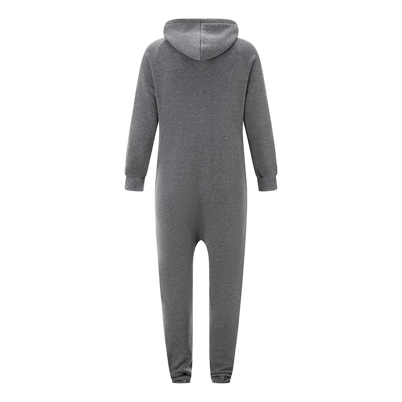 Nathaniel – Men's Hooded Fleece Jumpsuit with Kangaroo Pockets