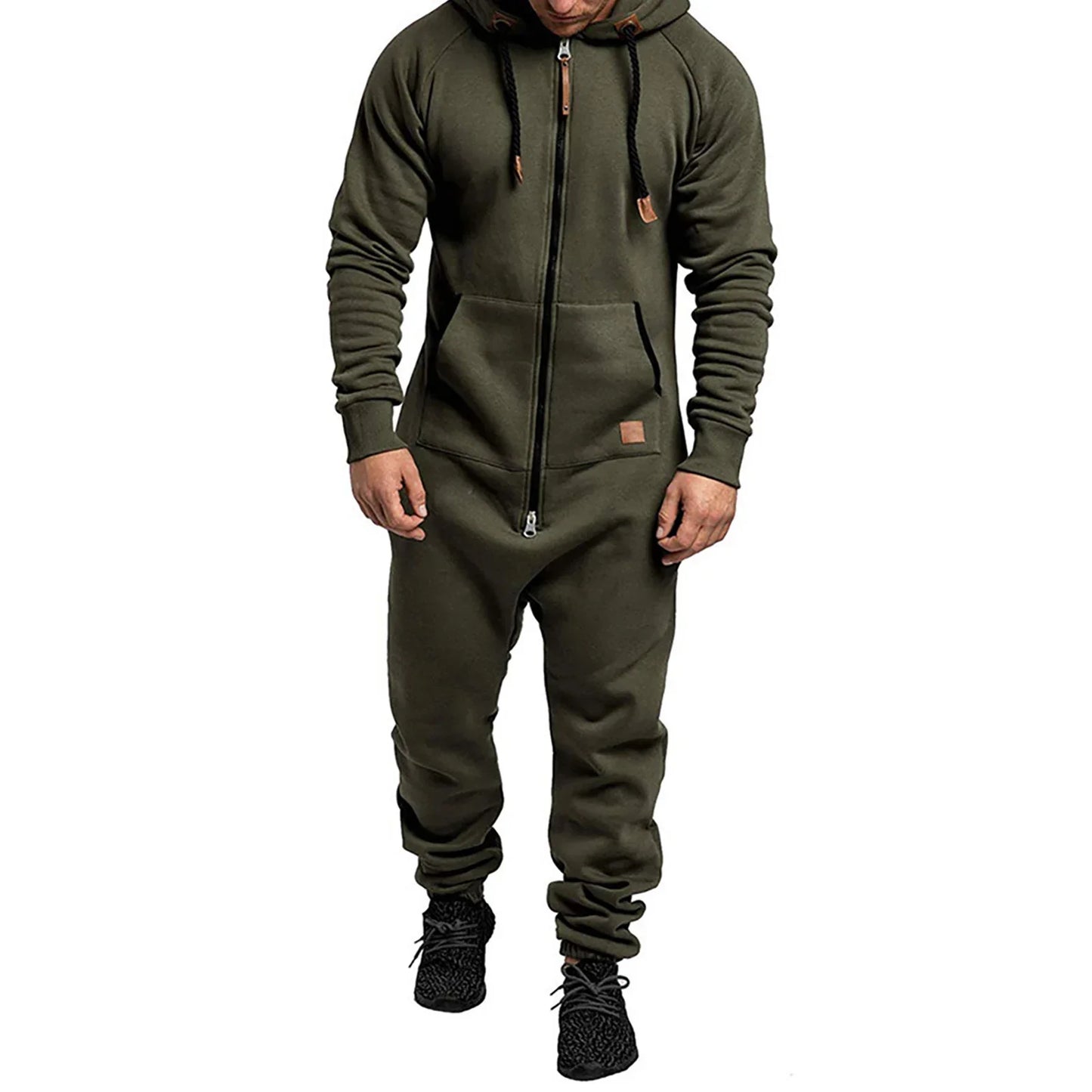 Nathaniel – Men's Hooded Fleece Jumpsuit with Kangaroo Pockets