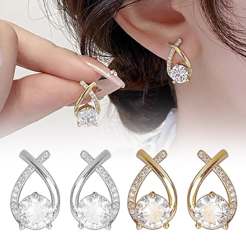 Joy – Women's Korean Style Cross Earrings with Crystal