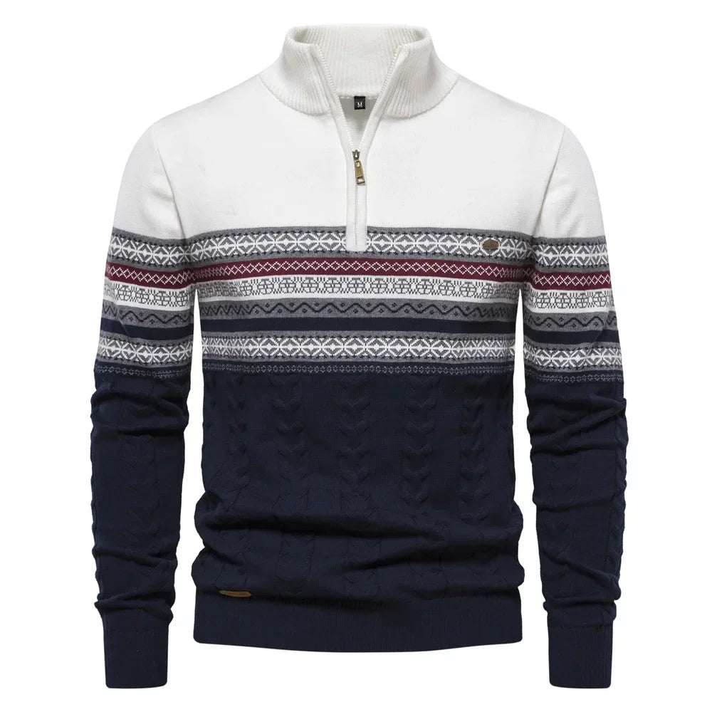 Marcus – Men's Striped High Neck Knitted Pullover