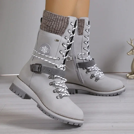 Melissa – Women's Lace-Up High Snow Boots with Thick Platform Heels