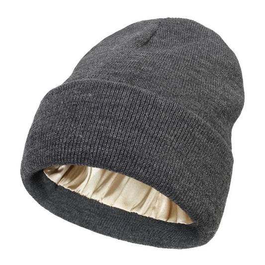 Jenny – Women's Fluffy Silk Satin Lined Knit Beanie