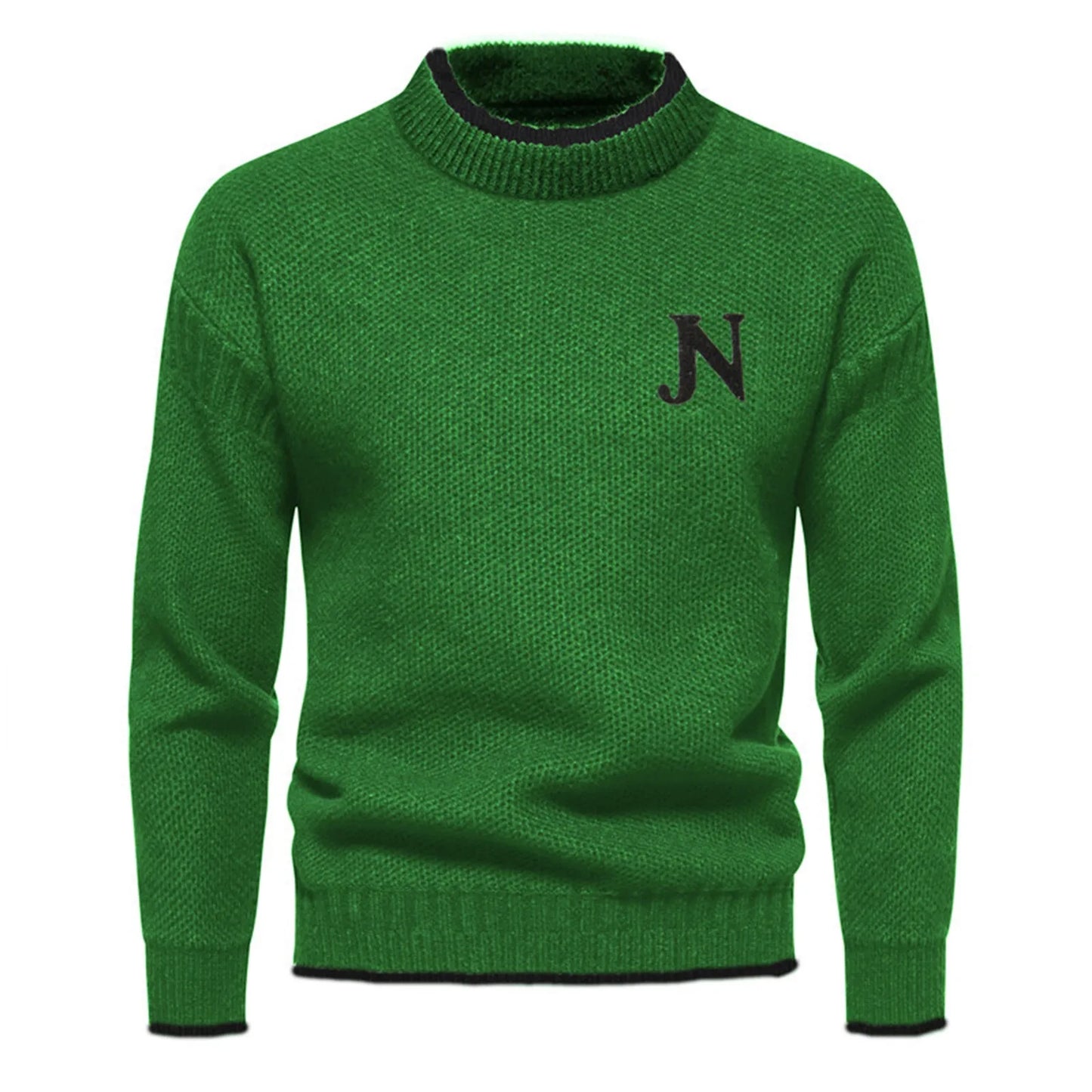 Victor – Men's Textured Knit Crewneck Sweater – Classic Style with Embroidered Letter Detail