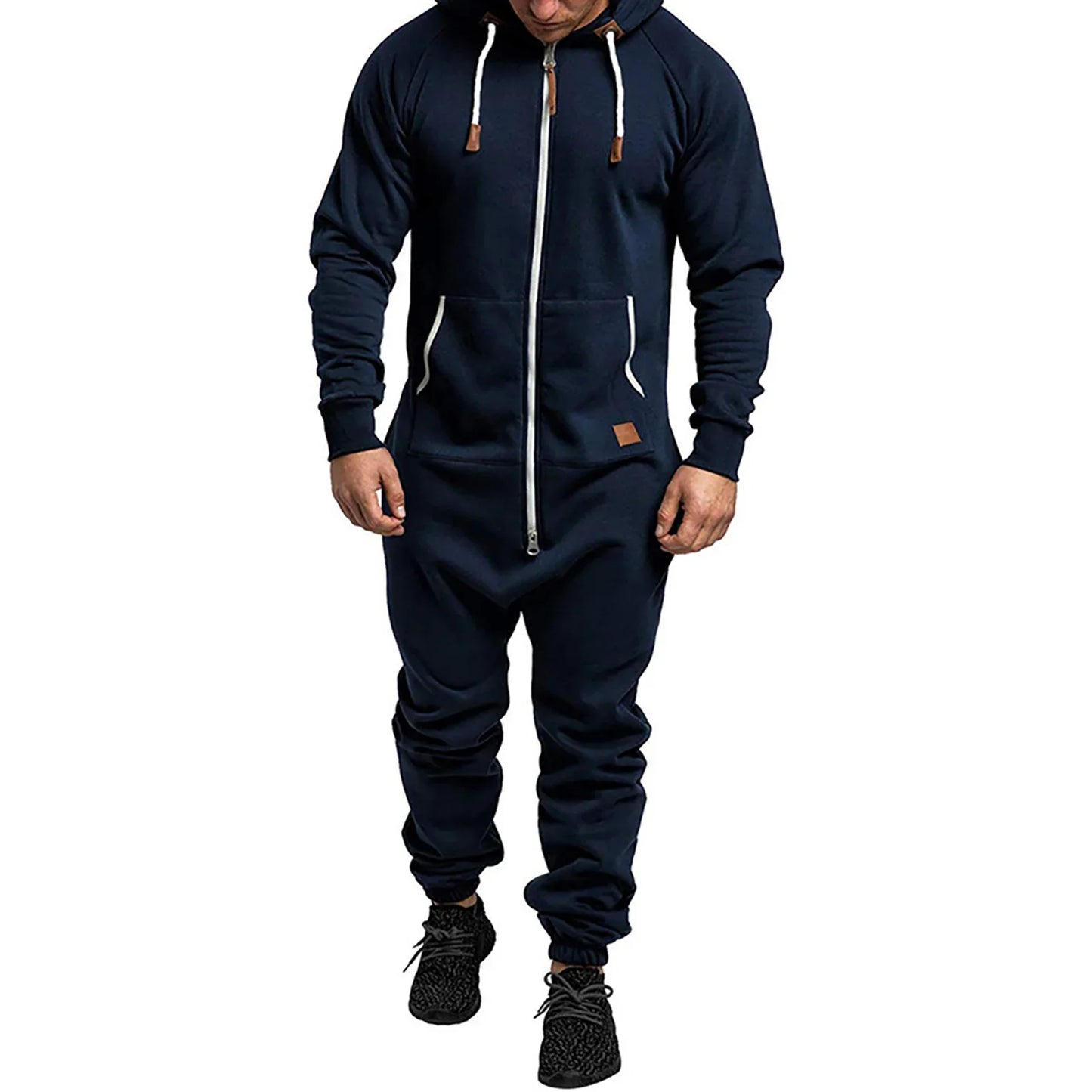 Nathaniel – Men's Hooded Fleece Jumpsuit with Kangaroo Pockets