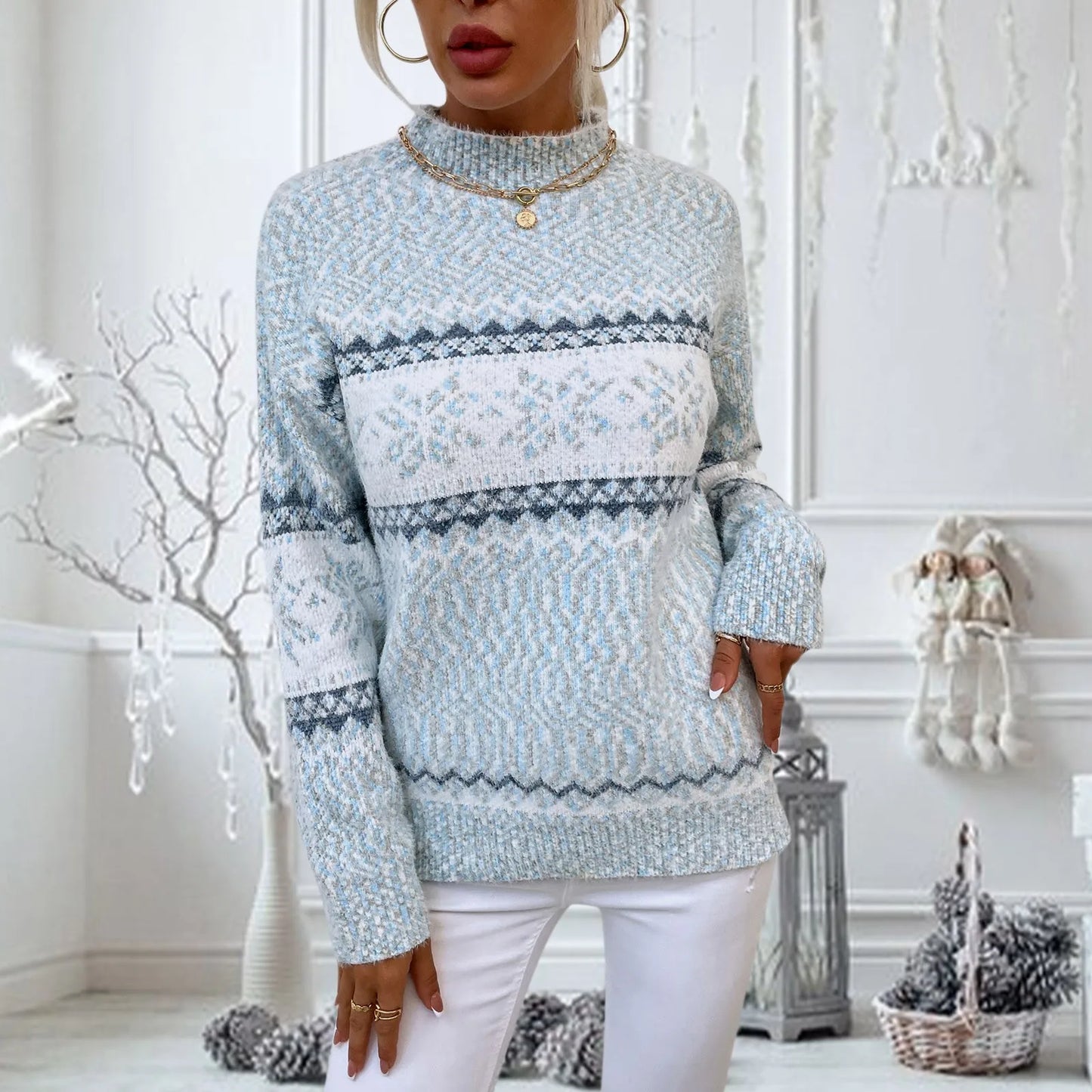 Lauren – Women's Vintage Snowflake Turtleneck Sweater