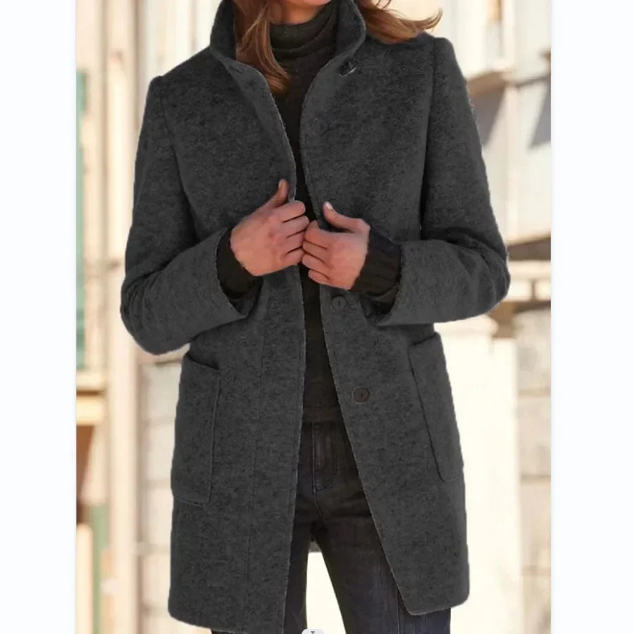 Carly – Men's Elegant Retro Button Stand Collar Long Sleeve Overcoat