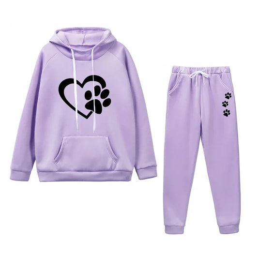 Adele – Women's Two-Piece Cartoon Print Hoodie and Sweatpants Set