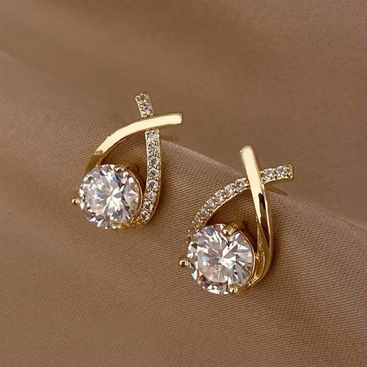 Joy – Women's Korean Style Cross Earrings with Crystal