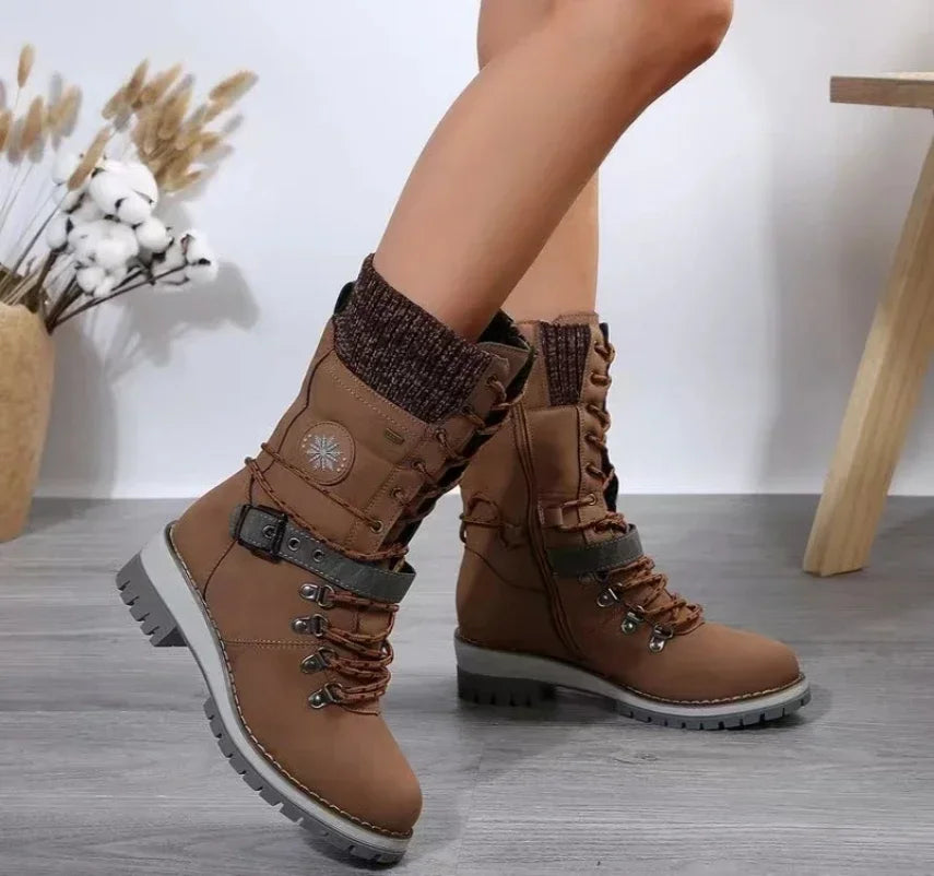 Grace – Women's Casual Outdoor Mid-Calf Zipper Boots with Block Heel