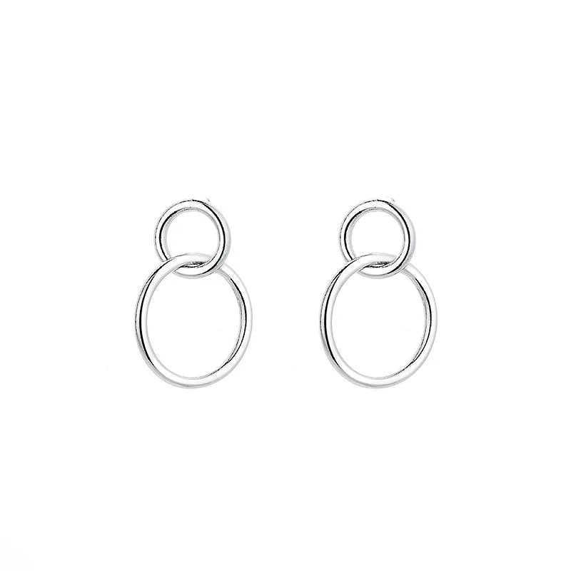 Tanya – Women's Silver Plated Double Circle Earrings