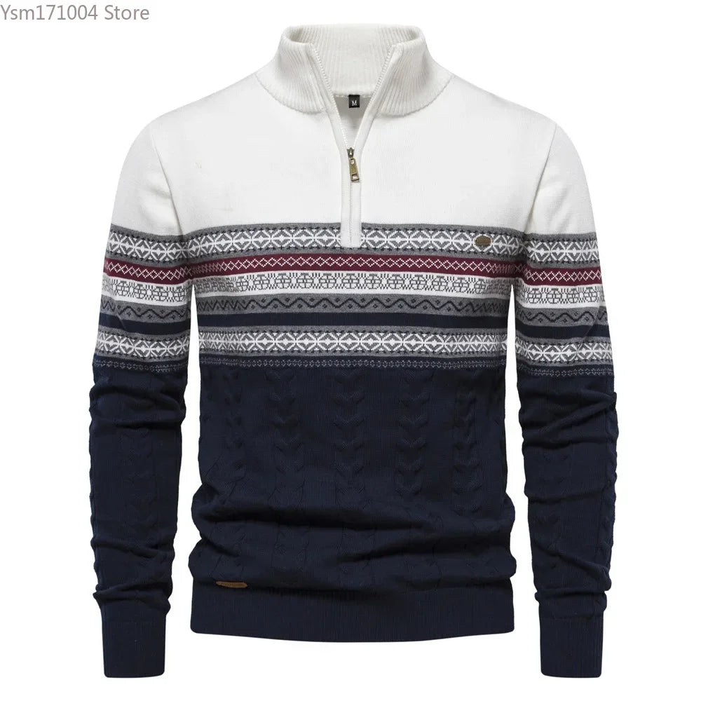 Marcus – Men's Striped High Neck Knitted Pullover