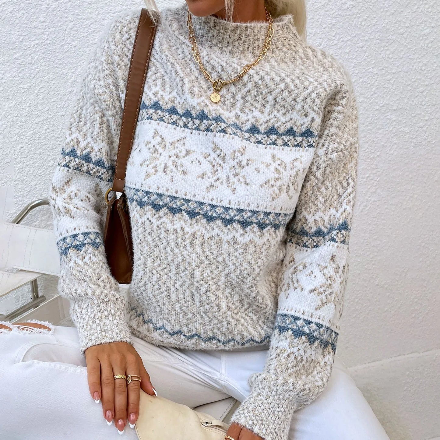 Lauren – Women's Vintage Snowflake Turtleneck Sweater