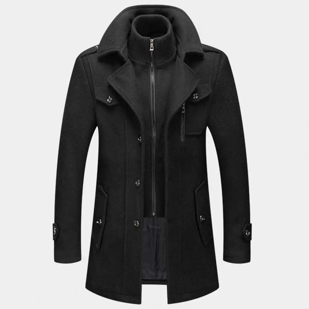 Keith – Casual Men's Overcoat with Zipper and Buttons