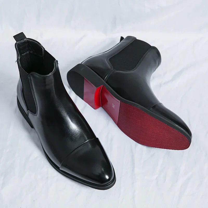 Charles – Men's Handmade Chelsea Boots with Red Soles