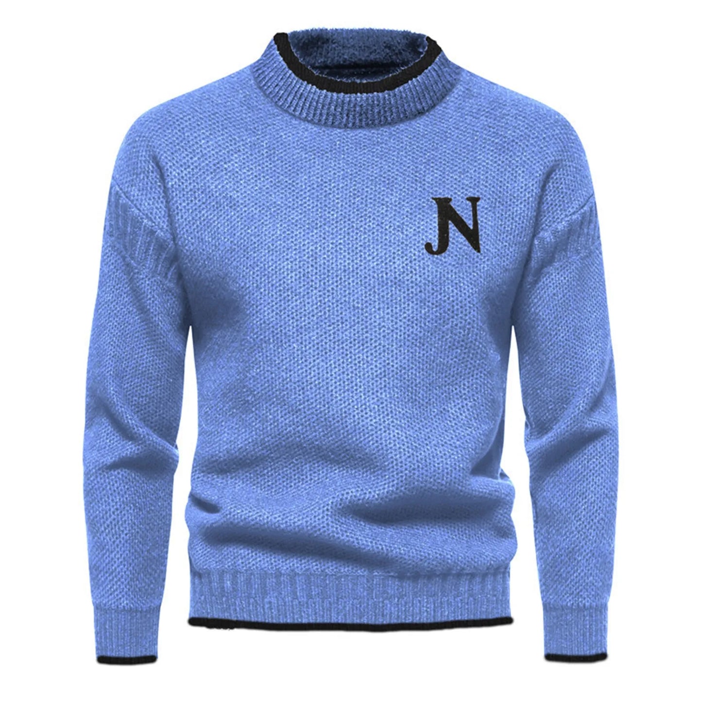 Victor – Men's Textured Knit Crewneck Sweater – Classic Style with Embroidered Letter Detail