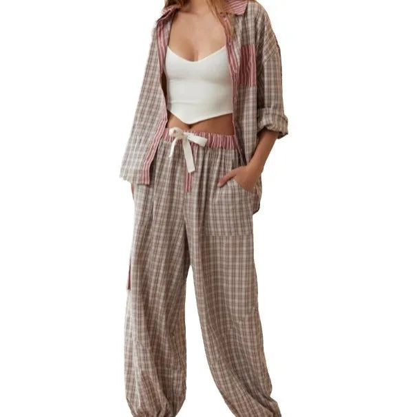 Leah – Women's Two-Piece Plaid Loungewear Se