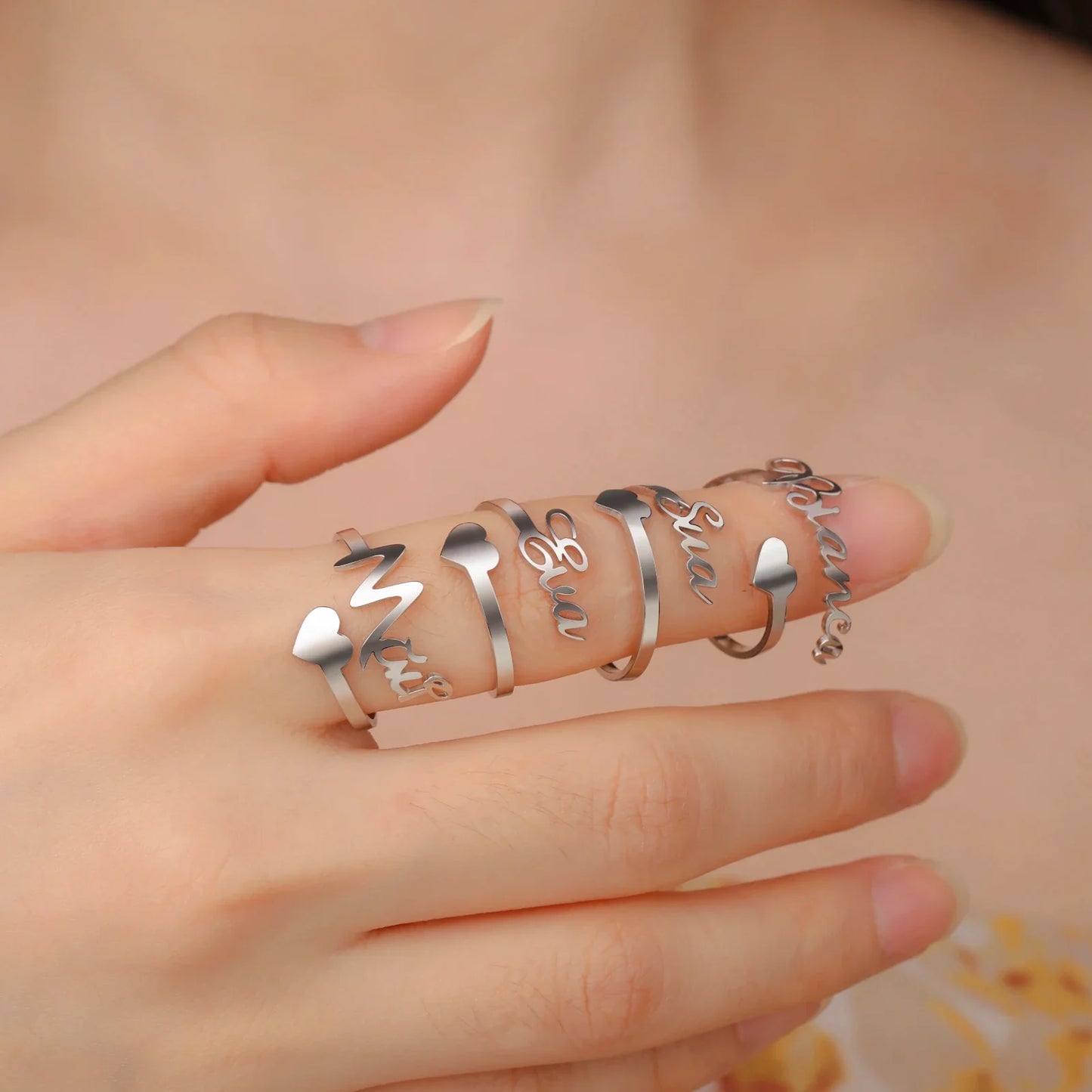 Sandra – Personalized Double Name Stainless Steel Ring