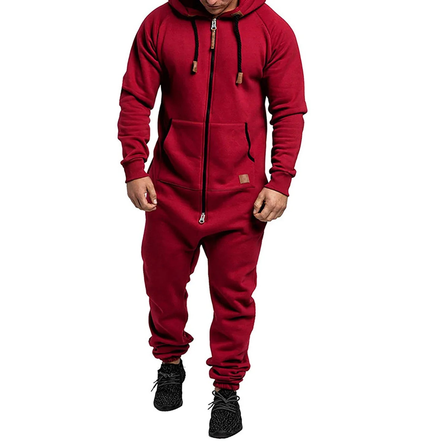 Nathaniel – Men's Hooded Fleece Jumpsuit with Kangaroo Pockets