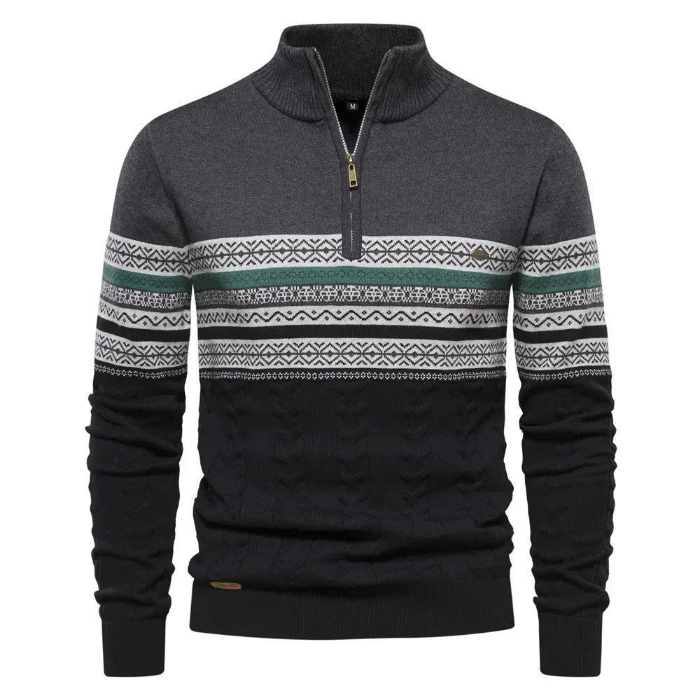 Marcus – Men's Striped High Neck Knitted Pullover