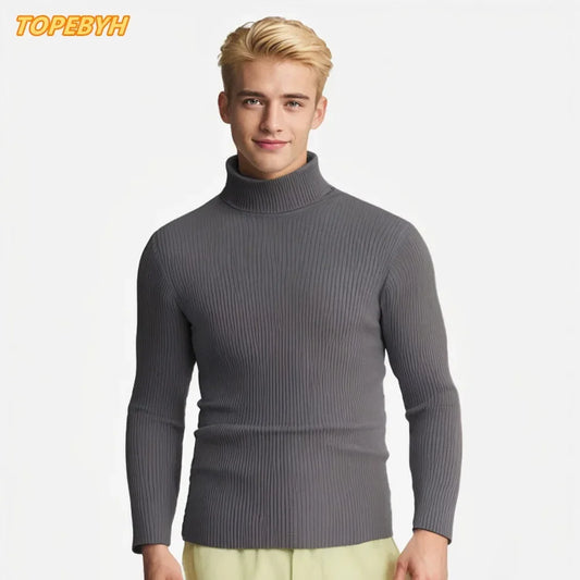 Frank – Men's Warm High Neck Slim Fit Knit Sweater