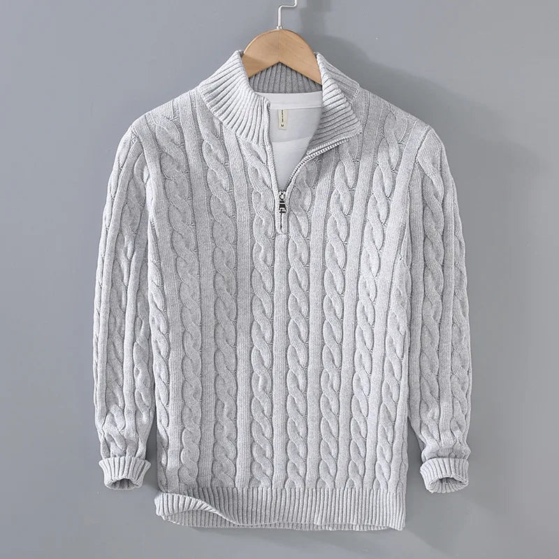 Sydney – Men's Thick Knit Cotton Pullover with Half-Zip