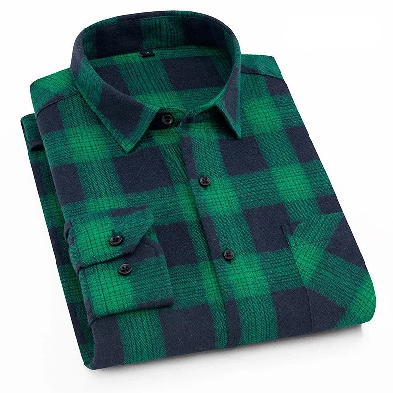 Mathew – Men's Long Sleeve Cotton Plaid Shirt