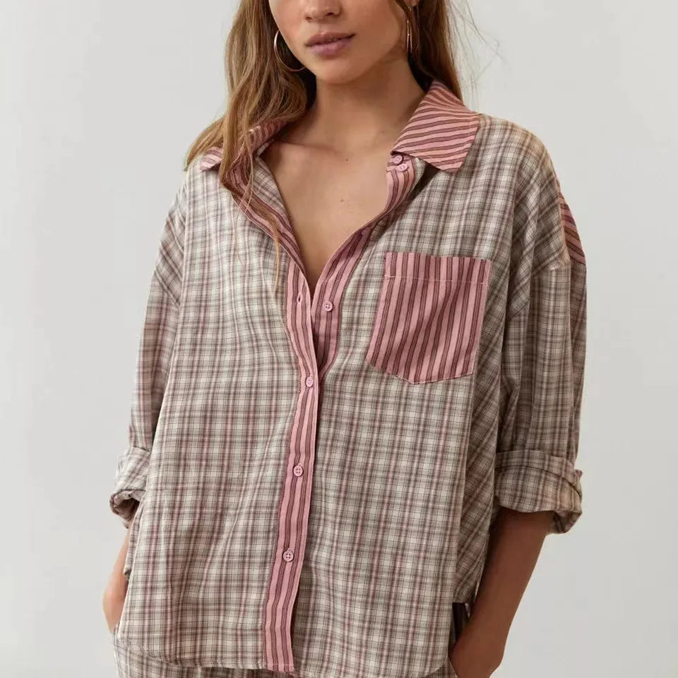 Leah – Women's Two-Piece Plaid Loungewear Se