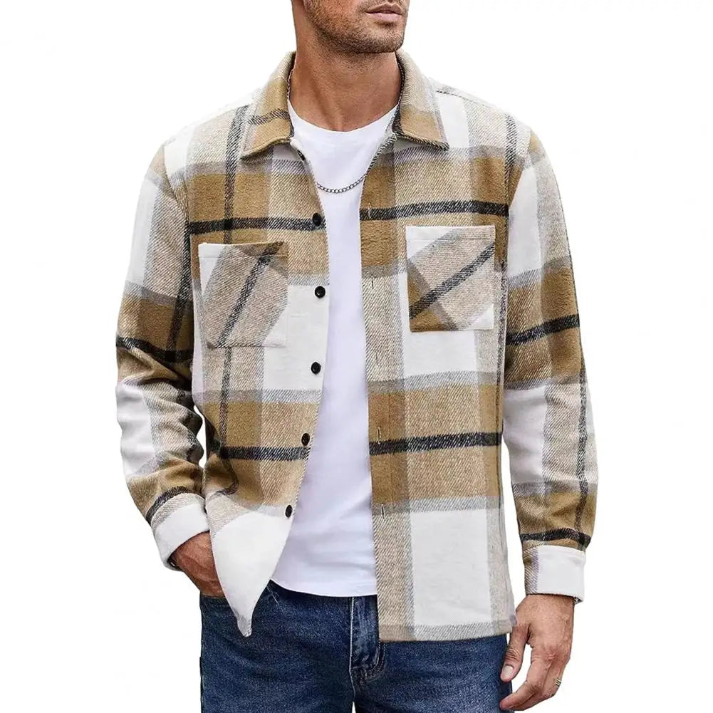 Mathew – Men's Plaid Button-Up Shirt Jacket – Casual Flannel Style with Dual Chest Pockets