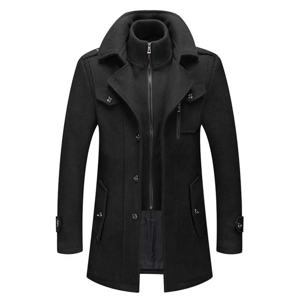 Keith – Casual Men's Overcoat with Zipper and Buttons