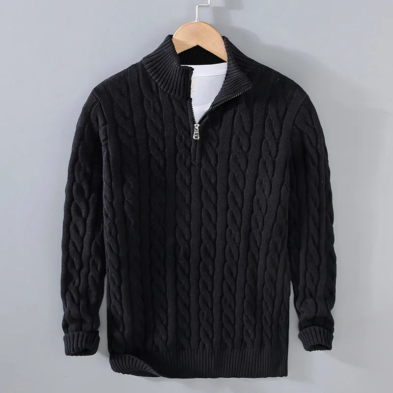 Sydney – Men's Thick Knit Cotton Pullover with Half-Zip