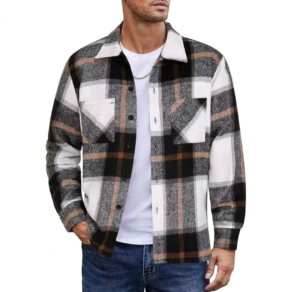 Mathew – Men's Plaid Button-Up Shirt Jacket – Casual Flannel Style with Dual Chest Pockets