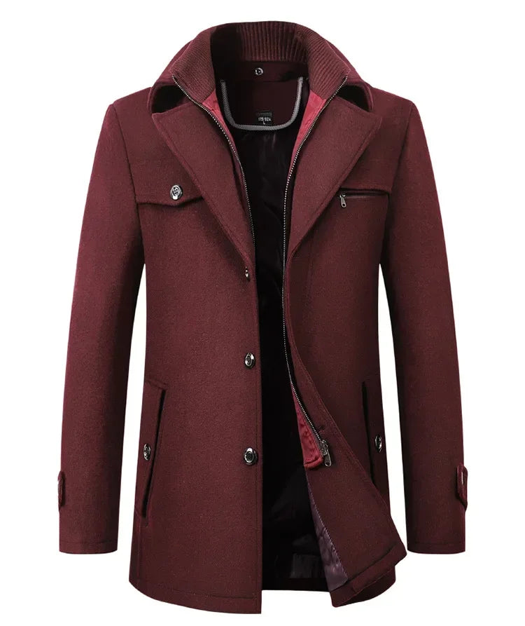 Winston – Men's Wool Blend Double-Collar Overcoat