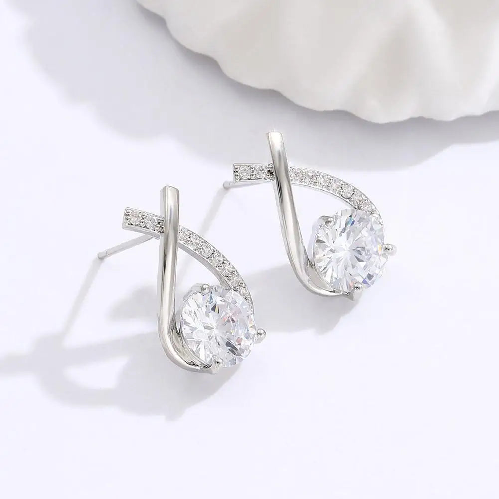 Joy – Women's Korean Style Cross Earrings with Crystal