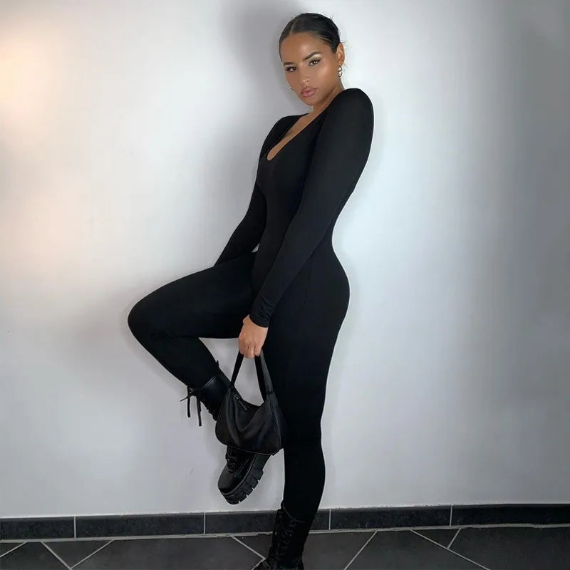 Georgina – Women's Elegant, Stylish Black Long Sleeve Jumpsuit