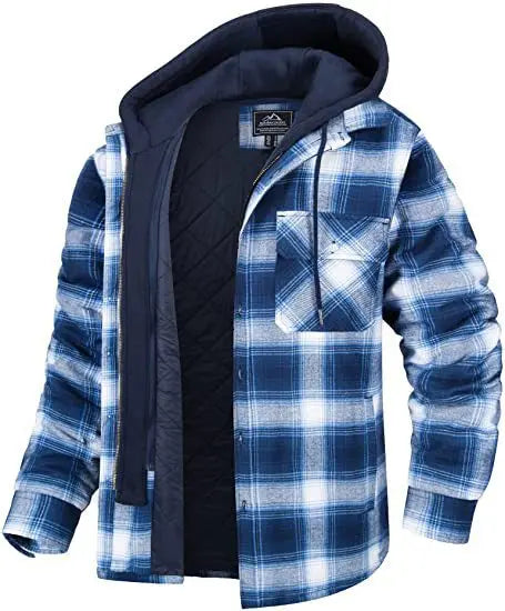 Timothy – Men's Hooded Quilted Cotton & Flannel Jacket with Plaid Design