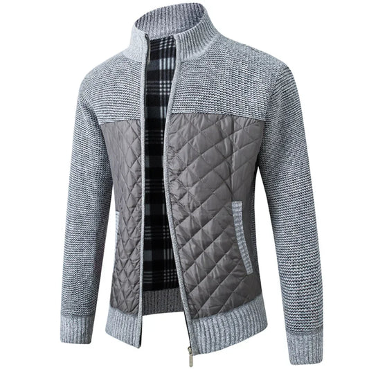 Stephen – Men's High Collar Zipper Jacket with Solid Look, Warm Pullover for Autumn and Winter