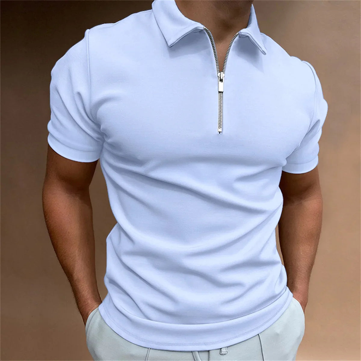 Terry – Men's Lightweight Short-Sleeve Polo with Zipper Decoration