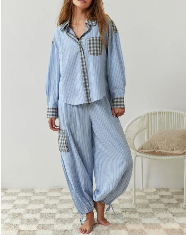 Leah – Women's Two-Piece Plaid Loungewear Se