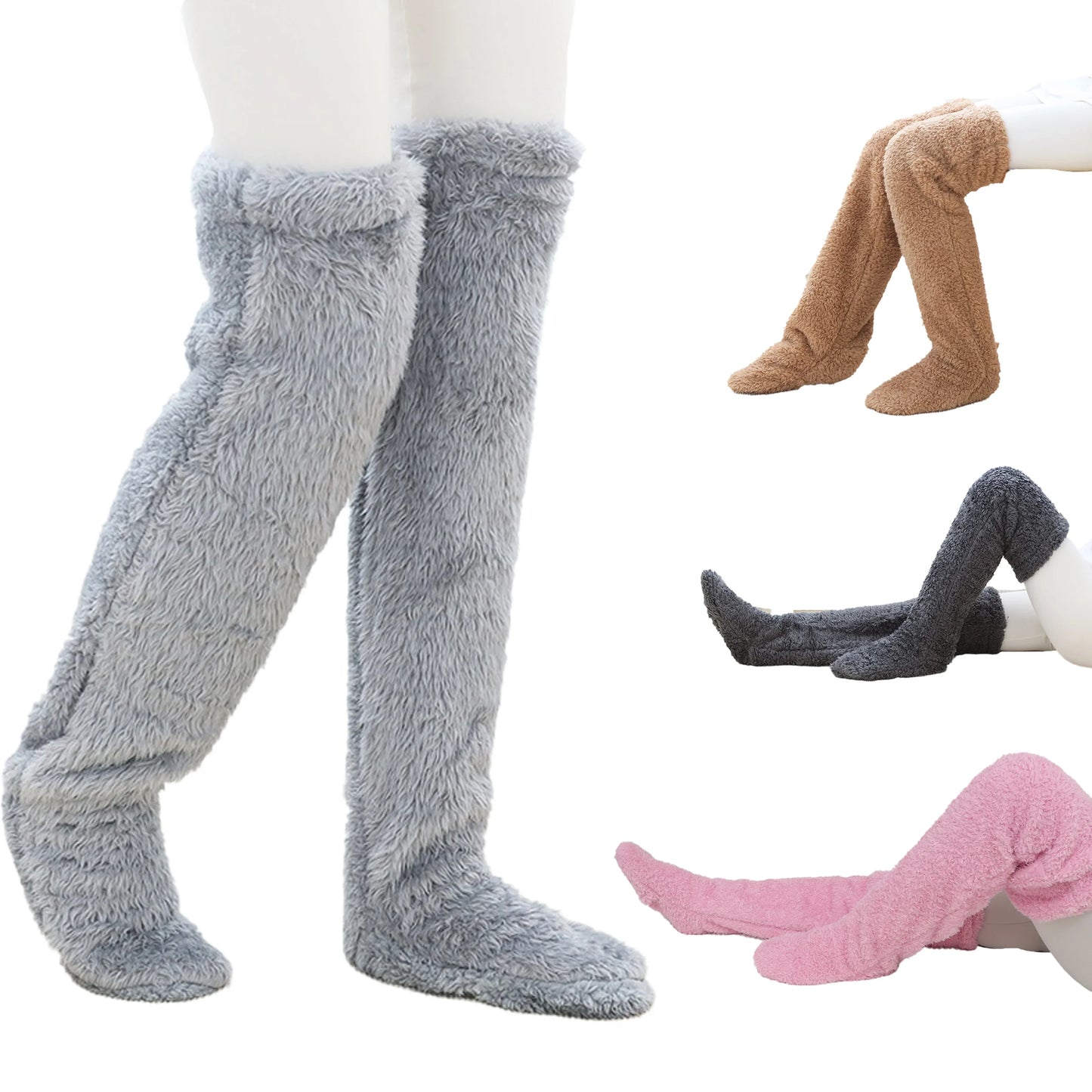 Charlotte – Women's Fuzzy Over-The-Knee Socks with Ultra-Soft Plush Fabric