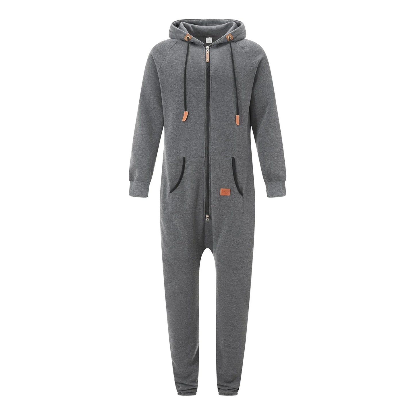 Nathaniel – Men's Hooded Fleece Jumpsuit with Kangaroo Pockets