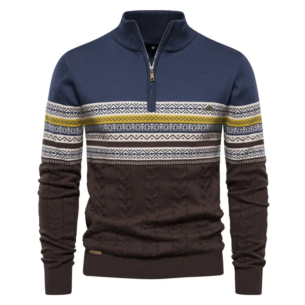 Marcus – Men's Striped High Neck Knitted Pullover