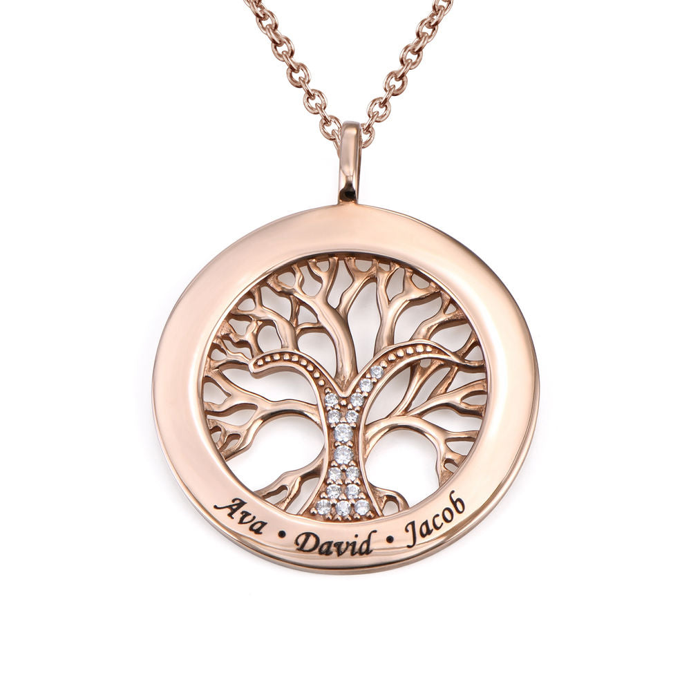 Audrey – Women's Family Tree Necklace with Engraving and Zirconia